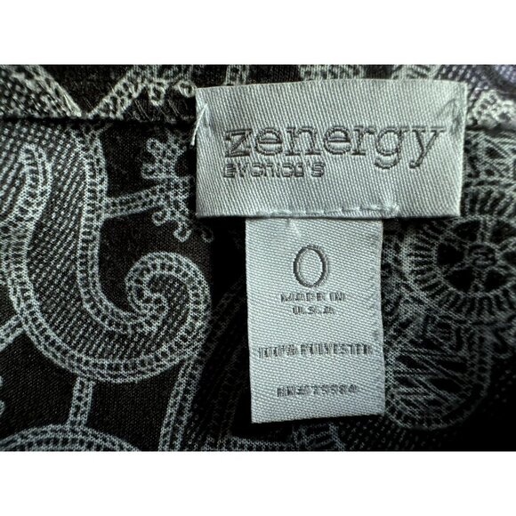 Chico's Zynergy Embellished Paisley Pullover Long Sleeve Top 0 XS-S Made in USA - Picture 5 of 5